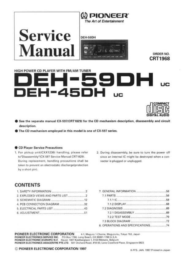 DEH-59DH, DEH-45DH, CX-597_CRT1968_CRT1829